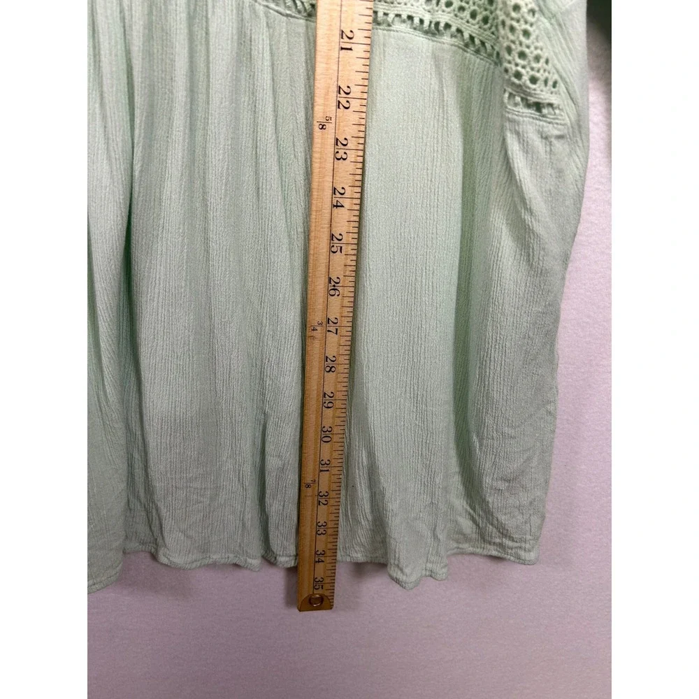 Boho Cottagecore Torrid Womens 5X Mint Green Crochet Lace Peplum Babydoll Top - Picture 5 of 9